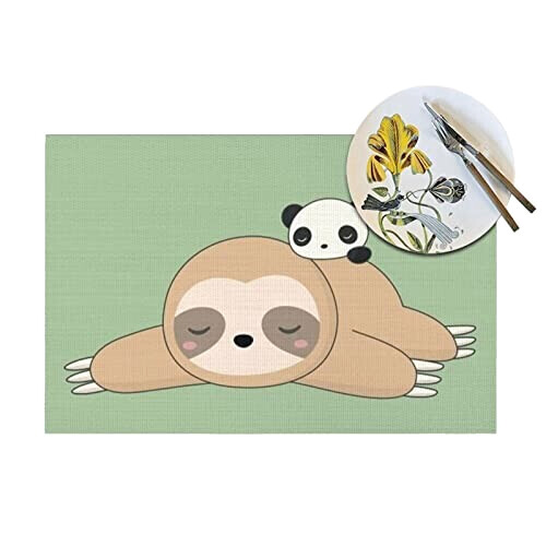 Set de table Panda blanc en polyester 45.7x30.5 cm variant 2 