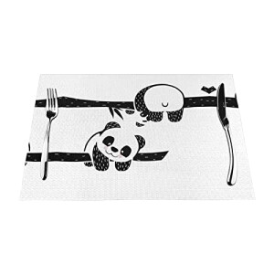 Set de table Panda noir en polyester 45.7x30.5 cm