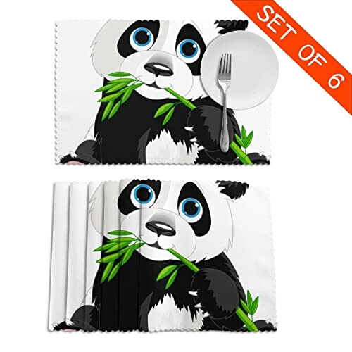 Set de table Panda blanc en polyester 6 pièces 45.7x30.5 cm variant 2 