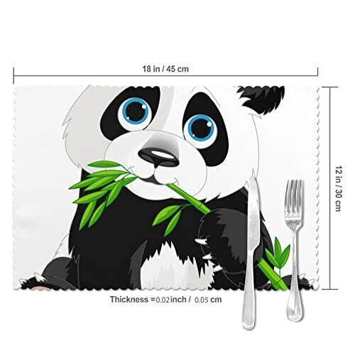 Set de table Panda blanc en polyester 6 pièces 45.7x30.5 cm variant 3 