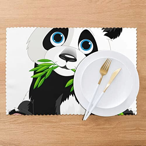 Set de table Panda blanc en polyester 6 pièces 45.7x30.5 cm variant 5 