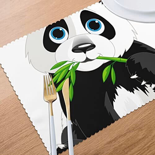 Set de table Panda blanc en polyester 6 pièces 45.7x30.5 cm variant 6 