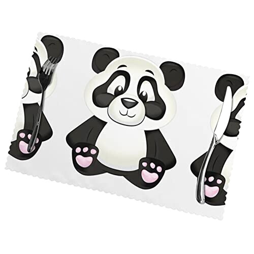 Set de table Panda blanc en polyester 6 pièces 45.7x30.5 cm variant 1 