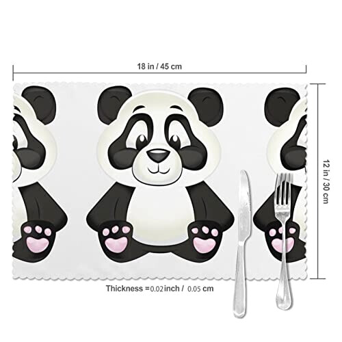 Set de table Panda blanc en polyester 6 pièces 45.7x30.5 cm variant 3 