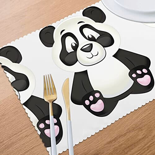 Set de table Panda blanc en polyester 6 pièces 45.7x30.5 cm variant 6 