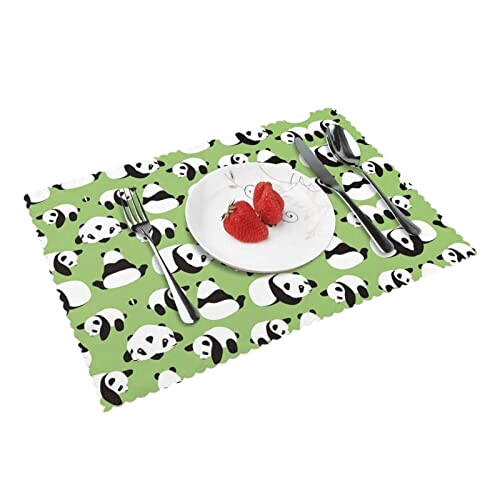 Set de table Panda blanc en polyester 4 pièces 45.7x30.5 cm