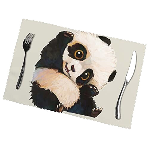 Set de table Panda blanc en polyester 6 pièces 45.7x30.5 cm variant 1 