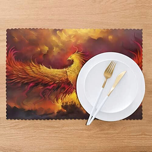 Set de table Phoenix blanc en polyester 6 pièces 45.7x30.5 cm variant 5 