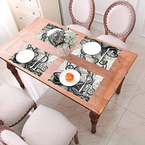 Set de table Pieuvre noir en polyester 45.7x30.5 cm variant 4 