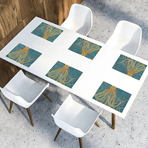 Set de table Pieuvre blanc en polyester 6 pièces 45.7x30.5 cm variant 7 