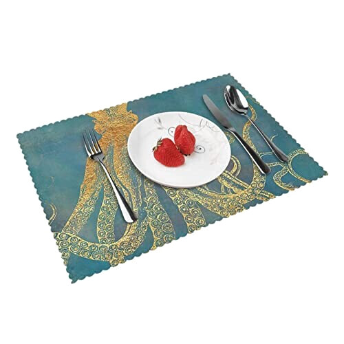 Set de table Pieuvre blanc en polyester 4 pièces 45.7x30.5 cm