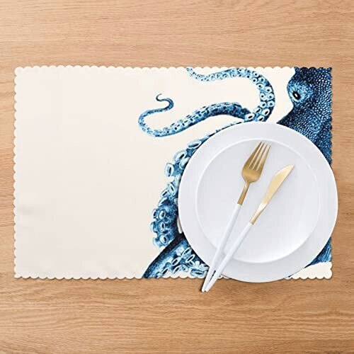 Set de table Pieuvre blanc en polyester 6 pièces 45.7x30.5 cm variant 5 