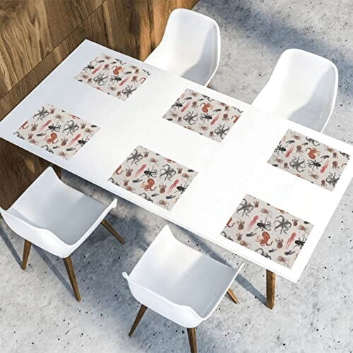 Set de table Pieuvre blanc en polyester 6 pièces 45.7x30.5 cm variant 7 