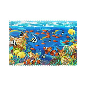 Set de table Poisson ocean tropical fish coral undersea world 6 pièces 45x30 cm