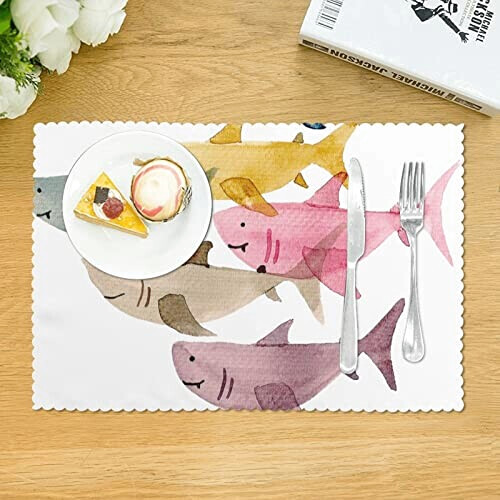 Set de table Poisson blanc en polyester 4 pièces 45.7x30.5 cm variant 1 