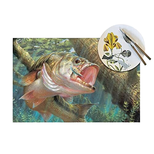 Set de table Poisson blanc en polyester 45.7x30.5 cm variant 2 