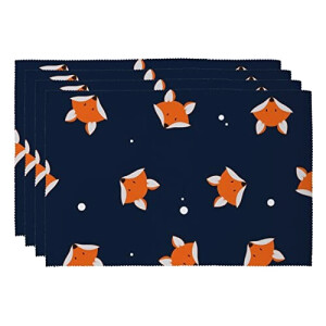 Set de table Renard orange en polyester 4 pièces 45.7x30 cm