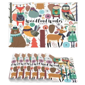 Set de table Renard forest animals en polyester 6 pièces 29.5x44.5 cm