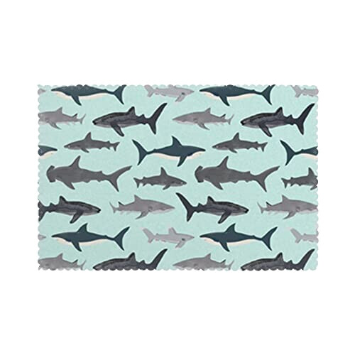 Set de table Requin blanc en polyester 6 pièces 45.7x30.5 cm