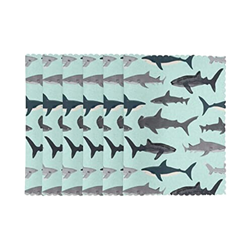 Set de table Requin blanc en polyester 6 pièces 45.7x30.5 cm variant 0 