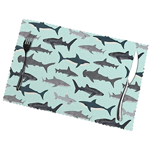 Set de table Requin blanc en polyester 6 pièces 45.7x30.5 cm variant 1 