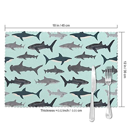 Set de table Requin blanc en polyester 6 pièces 45.7x30.5 cm variant 3 