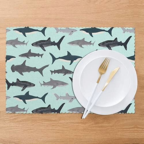 Set de table Requin blanc en polyester 6 pièces 45.7x30.5 cm variant 5 