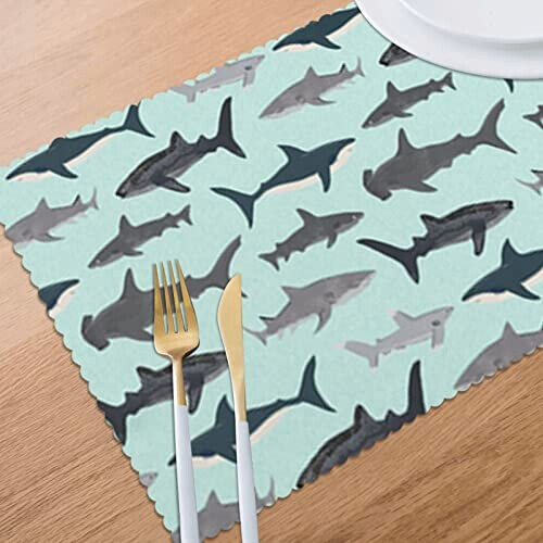 Set de table Requin blanc en polyester 6 pièces 45.7x30.5 cm variant 6 