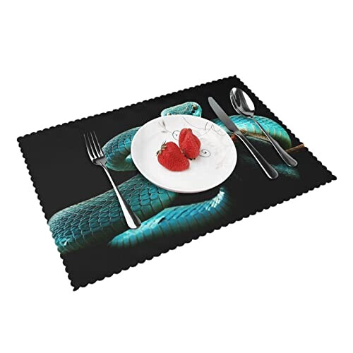 Set de table Serpent blanc en polyester 4 pièces 45.7x30.5 cm