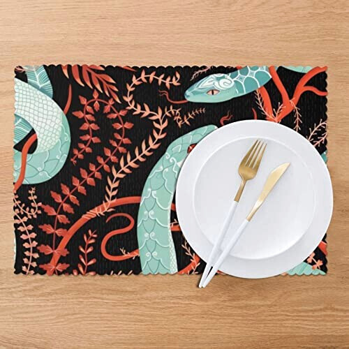 Set de table Serpent blanc en polyester 6 pièces 45.7x30.5 cm variant 5 