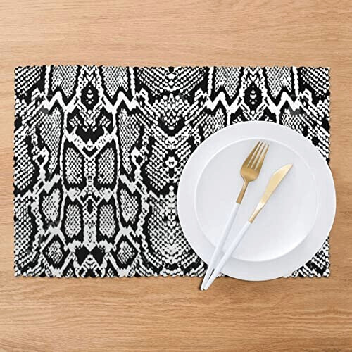 Set de table Serpent blanc en polyester 6 pièces 45.7x30.5 cm variant 5 