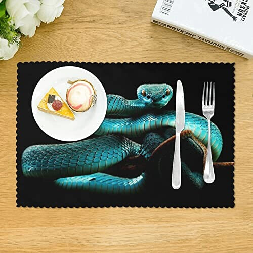 Set de table Serpent blanc en polyester 4 pièces 45.7x30.5 cm variant 1 