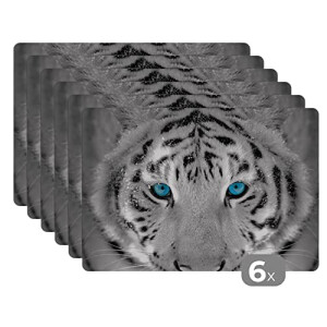 Set de table Tigre multicolore en vinyle 6 pièces 45x30 cm