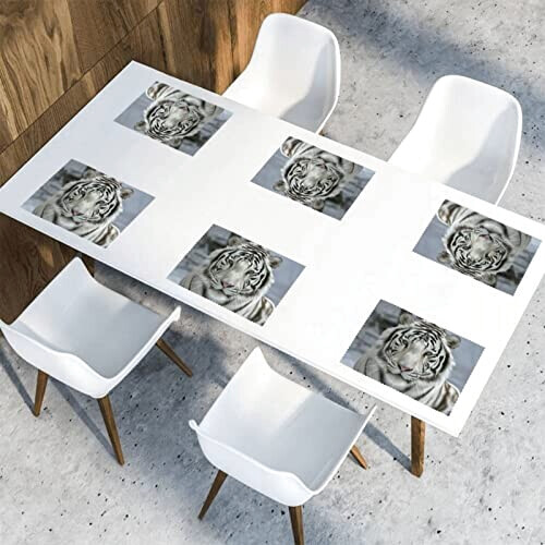 Set de table Tigre blanc en polyester 6 pièces 45.7x30.5 cm variant 7 