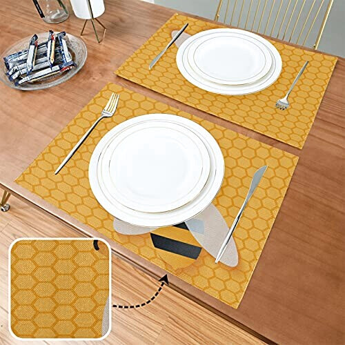 Set de table Abeille multicolore en polyester 6 pièces 45.7x30.5 cm variant 2 