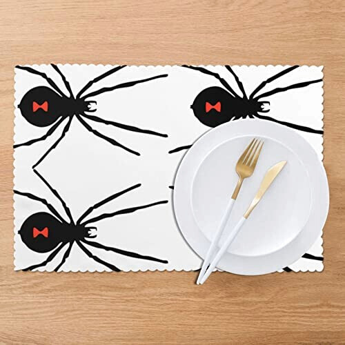 Set de table Araignée blanc en polyester 6 pièces 45.7x30.5 cm variant 5 