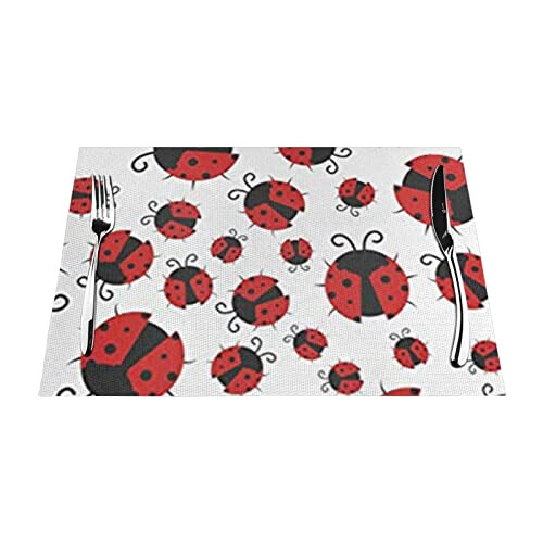 Set de table Coccinelle noir en polyester 45.7x30.5 cm