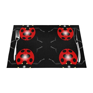 Set de table Coccinelle noir en polyester 45.7x30.5 cm