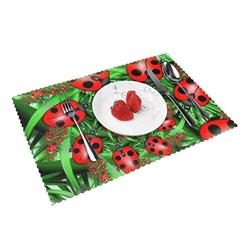 Set de table Coccinelle - rouge en polyester 4 pièces 45.7x30.5 cm