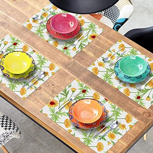 Set de table Coccinelle jaune variant 5 