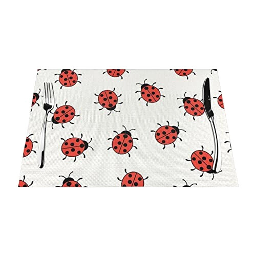 Set de table Coccinelle noir en polyester 45.7x30.5 cm