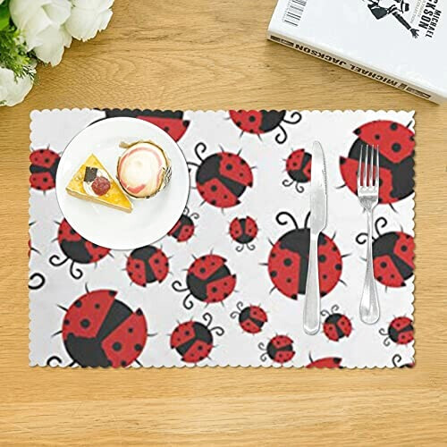 Set de table Coccinelle blanc en polyester 4 pièces 45.7x30.5 cm variant 1 