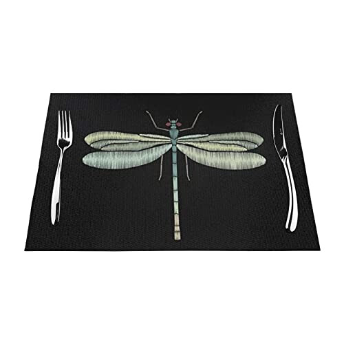 Set de table Libellule noir en polyester 45.7x30.5 cm