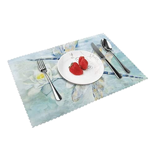 Set de table Libellule blanc en polyester 4 pièces 45.7x30.5 cm