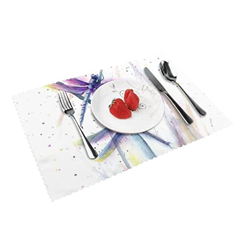 Set de table Libellule blanc en polyester 4 pièces 45.7x30.5 cm