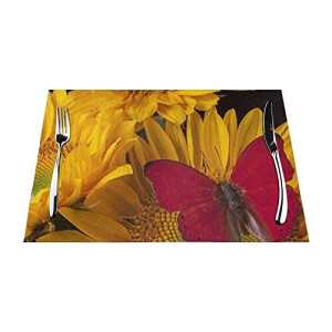 Set de table Papillon jaunes en polyester 4 pièces 45.7x30.5 cm