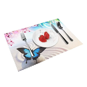 Set de table Papillon blanc en polyester 4 pièces 45.7x30.5 cm