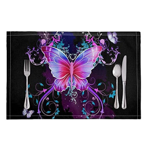 Set de table Papillon café en polyester 6 pièces 44x29 cm