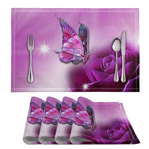 Set de table Papillon roses en pvc 4 pièces 30.5x45.7 cm
