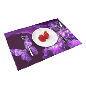 Set de table Papillon violet en polyester 4 pièces 30.5x45.7 cm